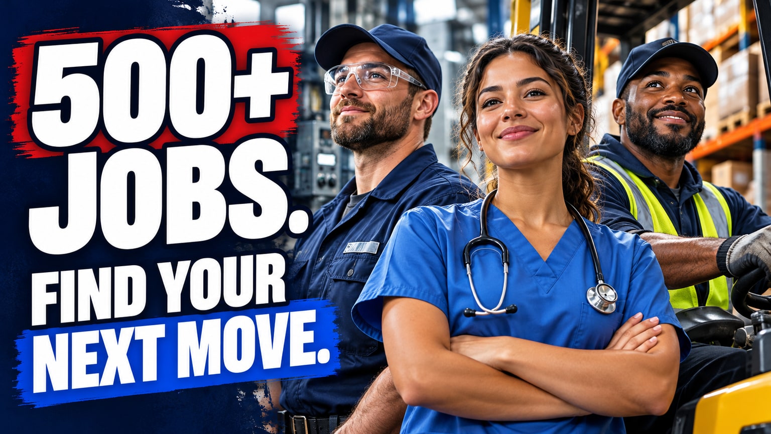 500+ JOBS. FIND YOUR NEXT MOVE. — AI-generated illustrative career image